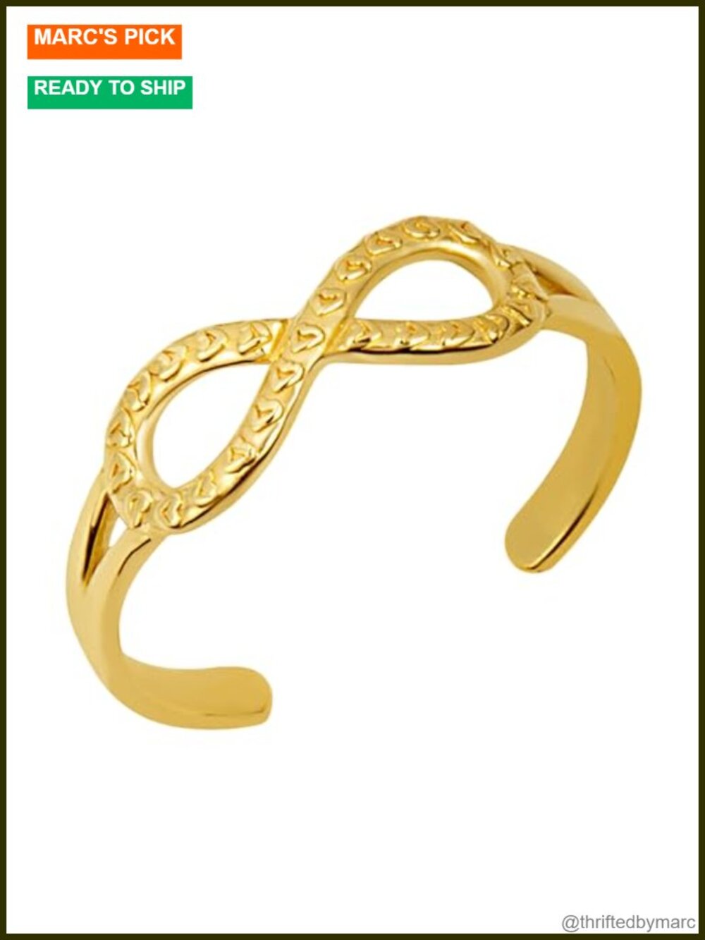 Solid Gold Infinity Hearts Toe Ring 10K 14K